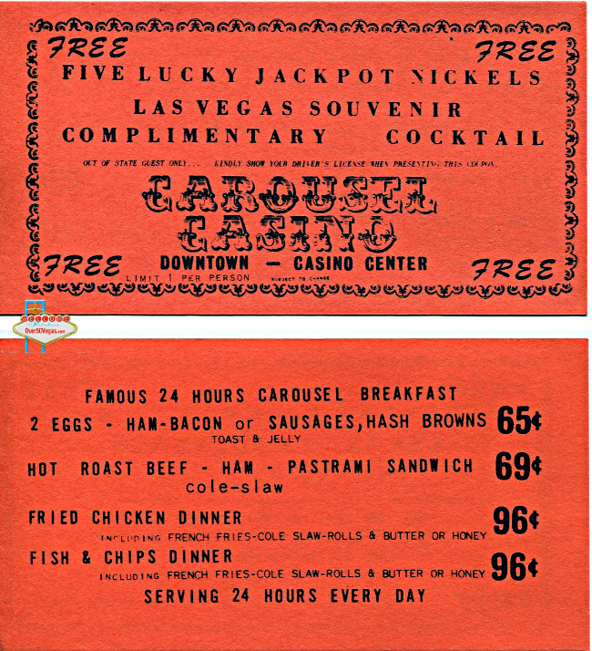 Carousel Lucky Jackpot Nickels Coupn and menu