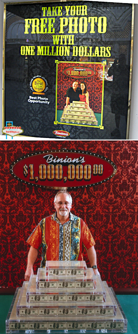It may not be the giant Horseshoe Million Dollar Display that Becky Binion Behnen sold off, but Binion's Gambling Hall still has pile of cash to get your picture taken with. 