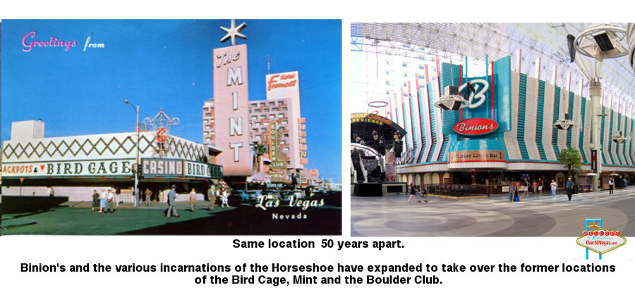 The Bird Cage and Binions corner 50 years apart