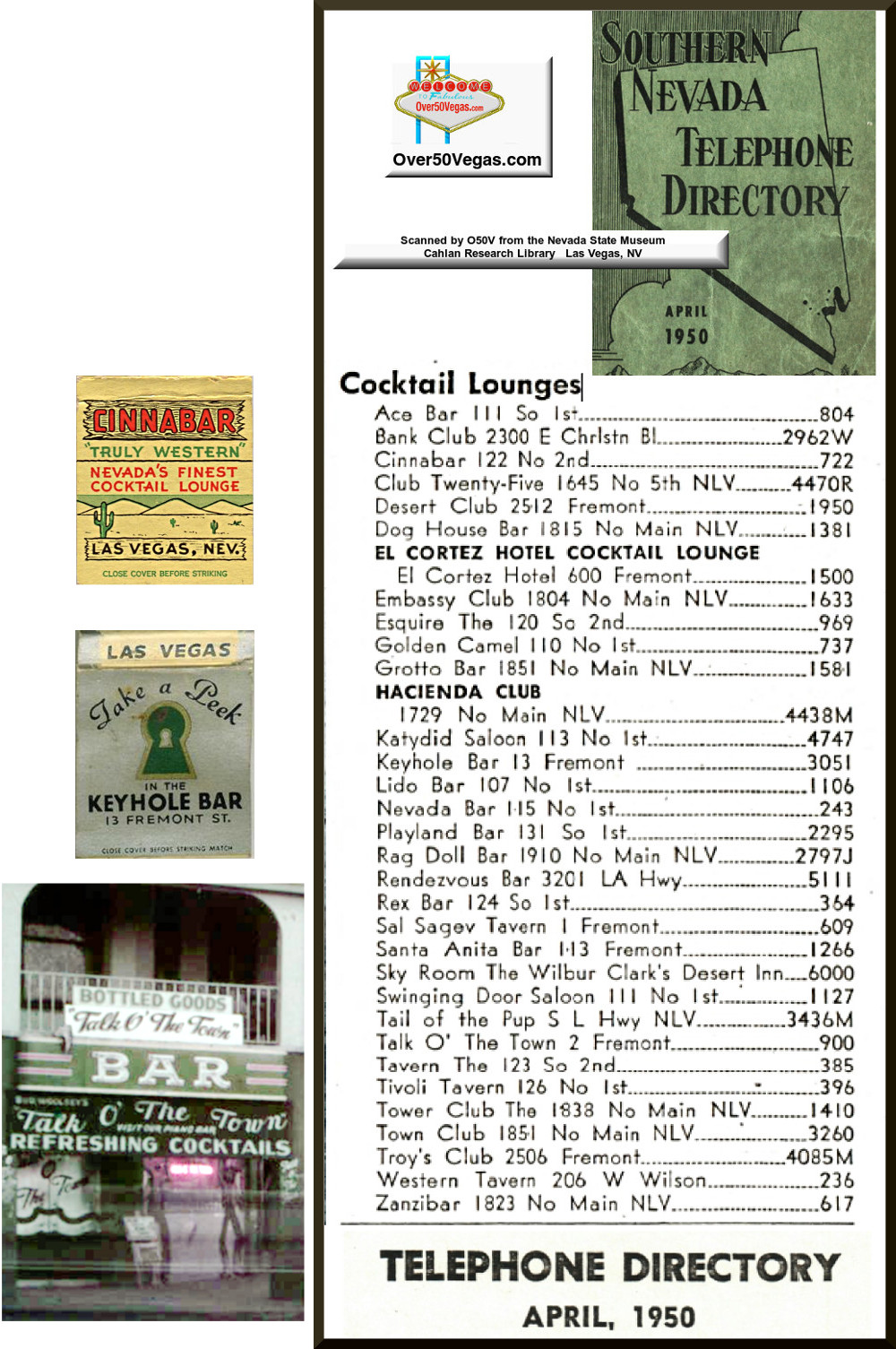 Cocktail Lounges and Bars-April 1950 in Las Vegas, NV