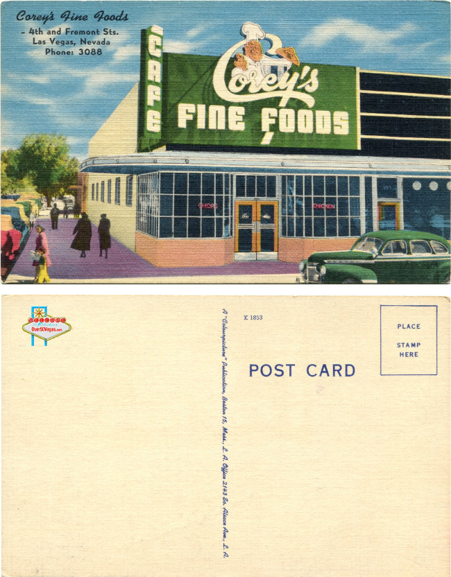 Corey's Fine Foods Las Vegas Postcard
