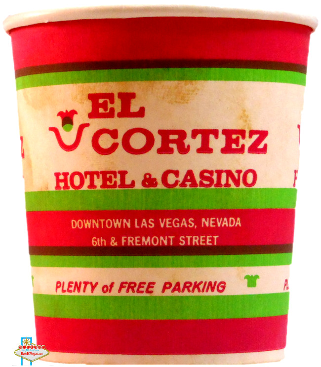 Today’s slot machines use “TITO’s” or ticket in/ticket out. But before that system it was all coins and tokens. You needed something to carry those coins around from machine to machine and then to the cashier.  Originally customers used paper cups supplied by the casinos. Here’s an older example of a paper coin cup that has survived from the El Cortez in downtown Las Vegas.