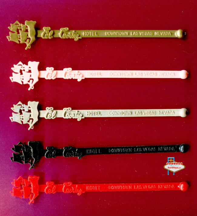 A very colorful set of swizzle sticks from the El Cortez in downtown Las Vegas.
