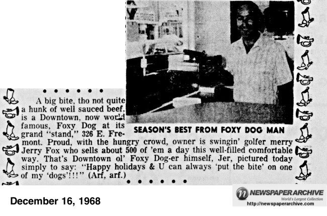 Owner of the Foxy Dog at 326 Fremont is Jerry Fox.