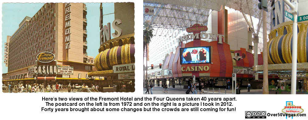 Fremont Hotel Casino Las Vgeas in 1972 and 2012