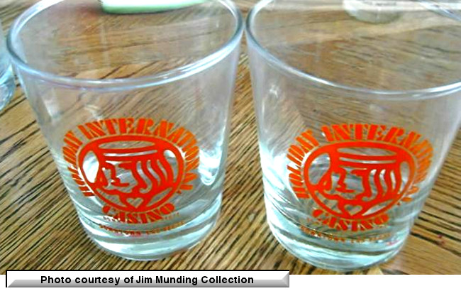 Souvenir glasses from Holiday International in Downtown Las Vegas.