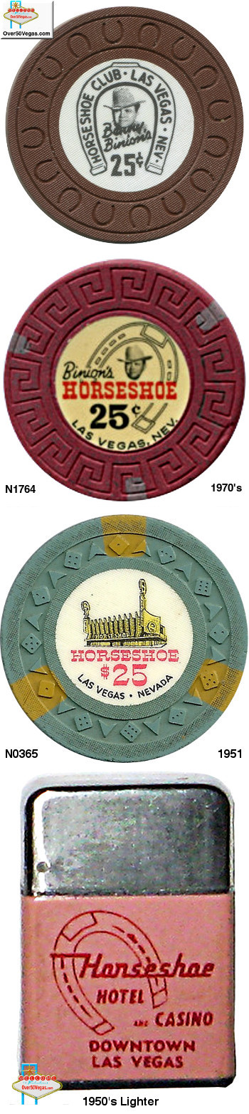 Early 1950's Horseshoe Club Las Vegas chips and cigarette lighter. 