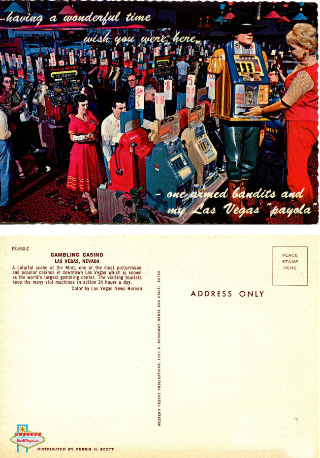The Mint Las Vegas slot machines postcard