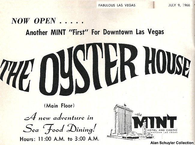 Mint Las vegas Oyster House ad from 1966