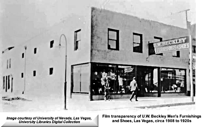 Beckley’s Mens Furnishings and Shoes  circa 1908-1920 Downtown Las Vegas