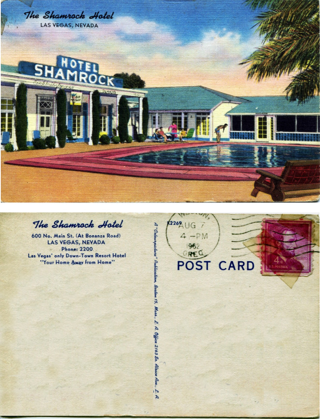 Shamrock Hotel Postcard Dated 1962